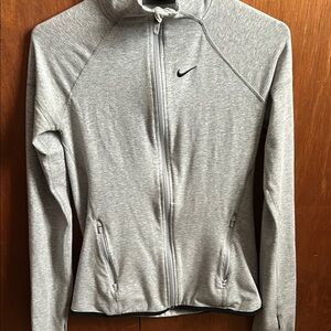 Nike Gray Full-Zip Training Jacket with Black Swoosh Size Small